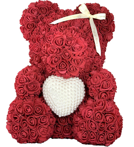 Pearled Heart Rose Bear